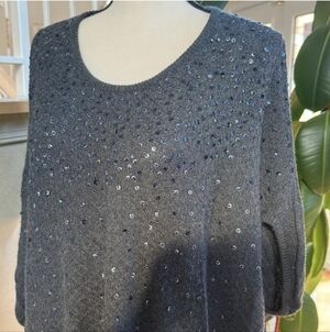 Free People Oversize Gray Sequin Sweater